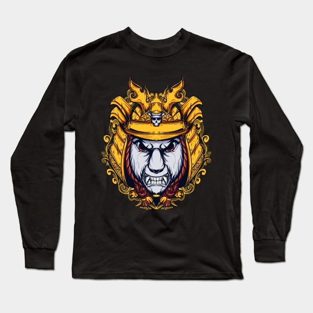 Panda Samurai head Long Sleeve T-Shirt by comedi design